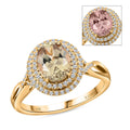 Iliana 18K Yellow Gold AAA Turkizite and G-H SI Diamond Double Halo Ring 5.36 Grams 2.60 ctw - Sticky add to cart bar