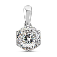 129 Facet Moissanite Solitaire Pendant in 10K White Gold 1.90 ctw