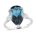 Luxoro 10K White Gold AAA London Blue Topaz, Diamond (I2) Solitaire Ring (Size 10.0) (2.60 g) 7.15 ctw - Sticky add to cart bar