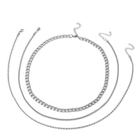 Set of 3 Figaro, Rope and Wheat Necklace (20-22 Inches) in Stainless Steel