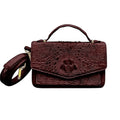 Grand Pelle Genuine Crocodile Leather Dark Chocolate Crossbody Bag (8.66"x3.2"x5.5") with Detachable Shoulder Strap - Sticky add to cart bar