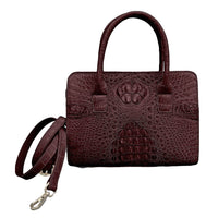 Grand Pelle Genuine Crocodile Leather Dark Chocolate Tote Bag (11"x4.3"x7.9") with Detachable Shoulder Strap