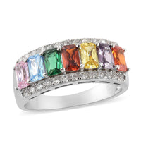 LUSTRO STELLA Finest Yellow and White CZ Half Band Ring in Sterling Silver 2.85 ctw