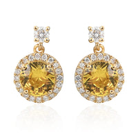 Certified and Appraised Iliana AAA Madagascar Yellow Sapphire and G-H SI Diamond 2.40 ctw Earrings in 18K Yellow Gold
