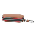 Brown Long Elliptical Shape Genuine Leather Car Key Bag (4.13"x1.78"x0.98 ") with Swivel Snap Hook - Sticky add to cart bar
