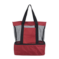 Wine Red Terylene 2 Tier Shopping Bag with Double Handles (14.57"x5.91"x16.54")