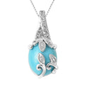 AMERICAN Natural Sleeping Beauty Turquoise and Natural White Zircon Pendant Necklace 18 Inches in Rhodium Over Sterling Silver 3.00 ctw - Sticky add to cart bar