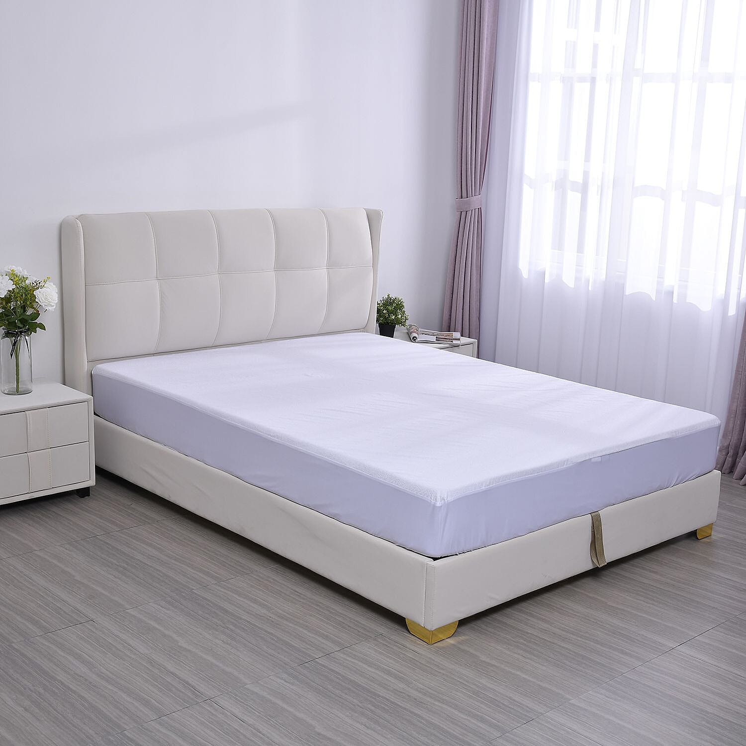 HOMESMART White Polyester Terry Waterproof Mattress Protector (54"x80")