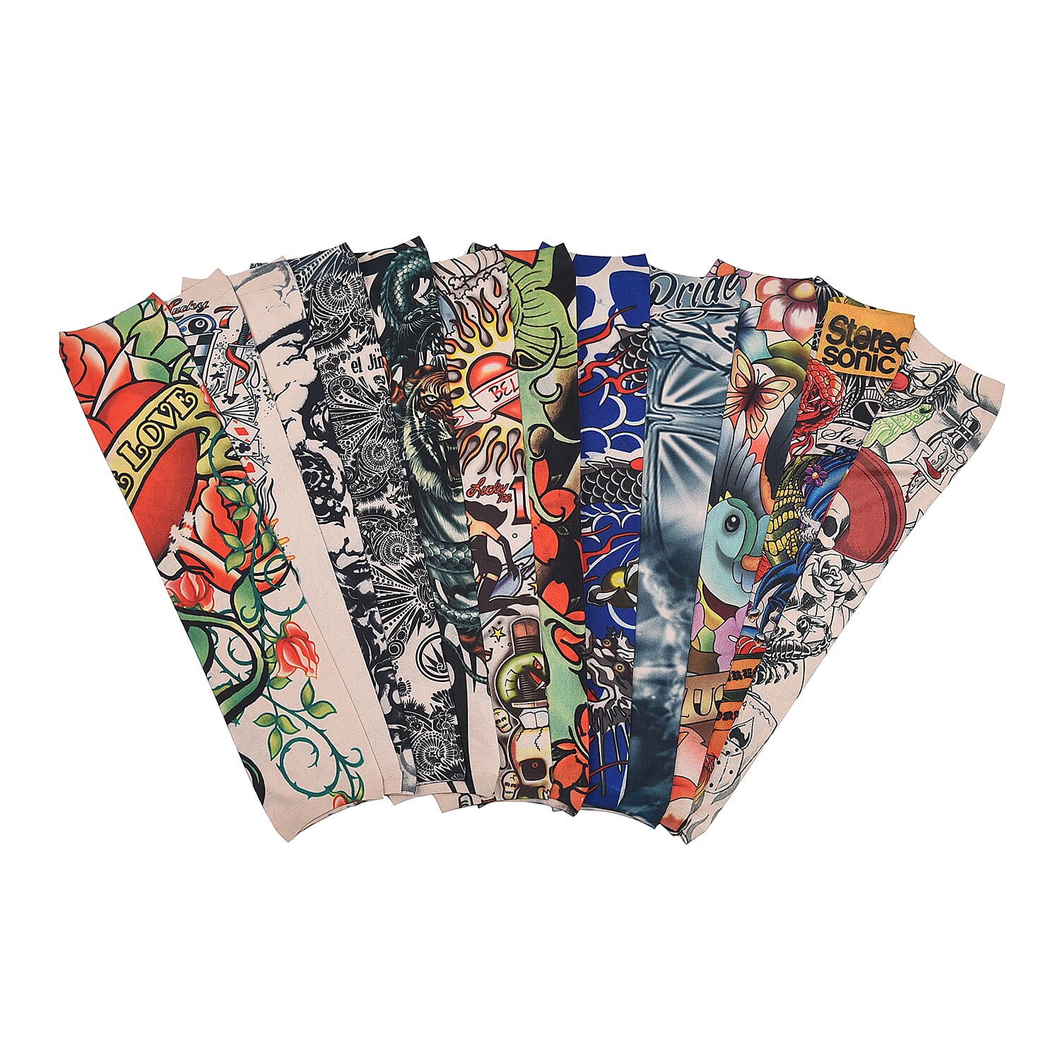 12 Pieces Set Dragon Pattern Temporary Tattoo Arm Sunscreen Sleeves (15.75"x3.35")