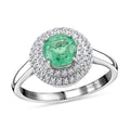 RHAPSODY AAAA Kagem Zambian Emerald and Diamond E-F VS Double Halo Ring in 950 Platinum (Size 9.0) 6.30 Grams 1.25 ctw - Sticky add to cart bar