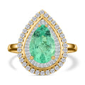 One of a Kind ILIANA 18K Yellow Gold AAA Boyaca Colombian Emerald and Diamond G-H SI Ring (Size 7.0) 6.20 Grams 3.60 ctw - Sticky add to cart bar