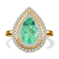 One of a Kind ILIANA 18K Yellow Gold AAA Boyaca Colombian Emerald and Diamond G-H SI Ring (Size 7.0) 6.20 Grams 3.60 ctw