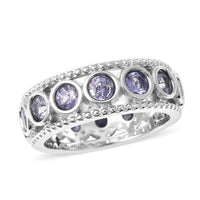 Tanzanite Band Ring in Rhodium Over Sterling Silver 1.90 ctw