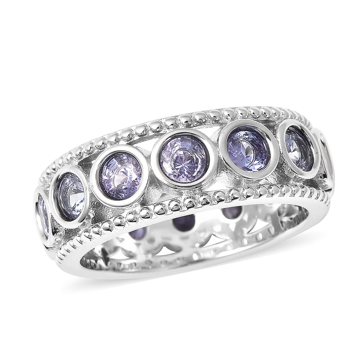 Tanzanite Band Ring in Rhodium Over Sterling Silver 1.90 ctw (1)