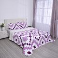 HOMESMART Set of 3 Purple Checkered Printed Sherpa Comforter (88x92) and Pillowcase (20x26) - Sticky add to cart bar