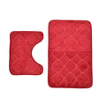 Red Embossed Flannel Rectangular Bathmat (19"x31") and Contour Toilet Mat (19"x15") - Sticky add to cart bar
