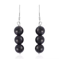 Shungite 7-9mm Beaded Dangle Earrings in Rhodium Over Sterling Silver 17.50 ctw - Sticky add to cart bar