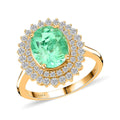 One of a Kind ILIANA 18K Yellow Gold AAA Boyaca Colombian Emerald and Diamond G-H SI Sunburst Ring 5.40 Grams 3.00 ctw - Sticky add to cart bar