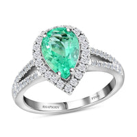 RHAPSODY AAAA Boyaca Colombian Emerald and Diamond E-F VS Split Shank Ring in 950 Platinum 6 Grams 2.05 ctw