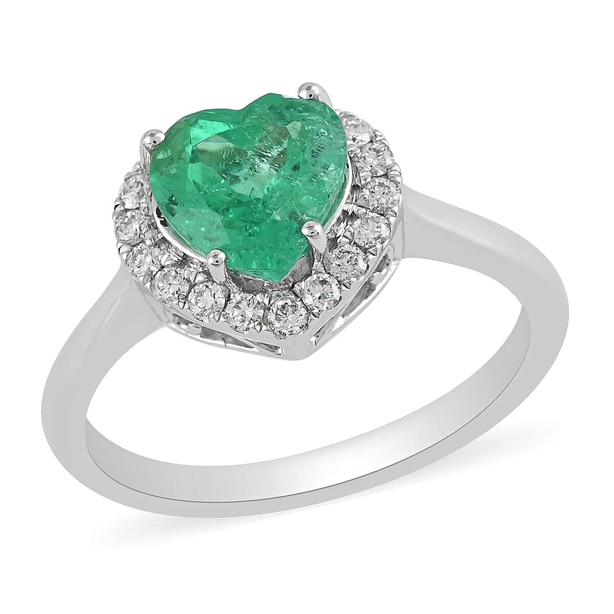 Rhapsody AAAA Boyaca Colombian Emerald and E-F VS Diamond 1.60 ctw Ring in 950 Platinum 4.80 Grams