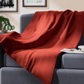 HOMESMART 2 in 1 Red Solid Fleece Travel Blanket (51"X67") with Folded Storage Pocket (Microfiber) - Sticky add to cart bar