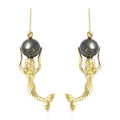 Tahitian Cultured Pearl Lever Back Mermaid Earrings in Vermeil Yellow Gold Over Sterling Silver 7.10 Grams - Sticky add to cart bar