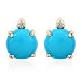 Luxoro 10K Yellow Gold AMERICAN Natural Sleeping Beauty Turquoise and G-H I2 Diamond Stud Earrings 3.30 ctw - Sticky add to cart bar