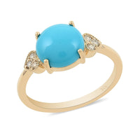 10K Yellow Gold Sleeping Beauty Turquoise, White Diamond Ring , Gold Wt. 2.14 g 2.50 ctw