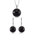 Shungite 47.00 ctw Lever Back Earrings and Pendant without Chain in Stainless Steel - Sticky add to cart bar