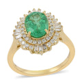 ILIANA 18K Yellow Gold AAA Ethiopian Emerald and Diamond G-H SI Cocktail Ring 5.35 Grams 2.30 ctw - Sticky add to cart bar