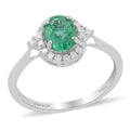 RHAPSODY 950 Platinum AAAA Ethiopian Emerald, Diamond (E-F, VS) (0.28 cts) Halo Ring (5.90 g) 1.50 ctw - Sticky add to cart bar