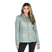 TAMSY Reversible Padded Jacket - One Side Solid Green & One Side Flower Print (24.8"x37.79"23.62") Size 6