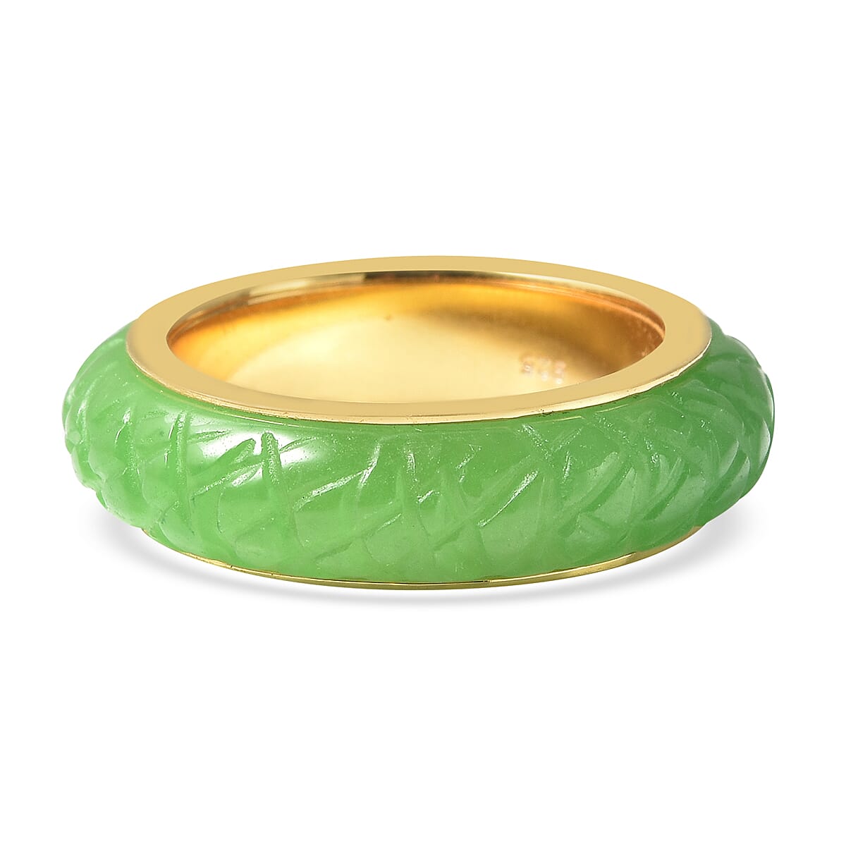 Green Jade (D) 13.00 ctw Ring in 14K YG Over Sterling Silver (Size 6.0)