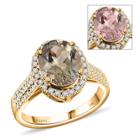 ILIANA 18K Yellow Gold AAA Turkizite and Diamond G-H SI Ring 4 Grams 3.35 ctw