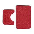 HOMESMART Red Embossed Flannel Non-Woven Anti Slip Dot Backing Bath Mat (19"x31") and Contour Toilet Mat (19"x15") - Sticky add to cart bar