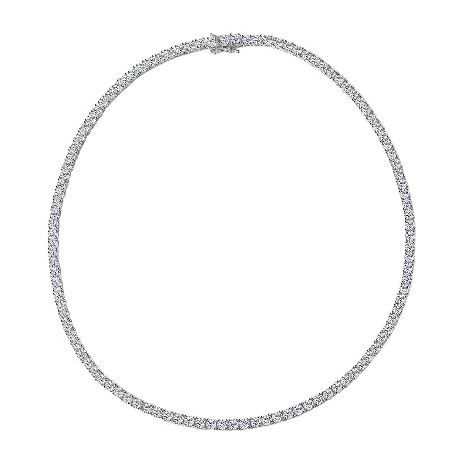 DOORBUSTER Simulated Diamond Layered Necklace 18 Inches in Rhodium Over Sterling Silver 24.15 Grams 48.15 ctw
