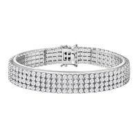 DOORBUSTER Simulated Diamond Multi Row Tennis Bracelet in Rhodium Over Sterling Silver (6.50 In) 17.90 Grams 25.00 ctw