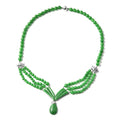 Green Jade Beaded Necklace 20 Inches in Rhodium Over Sterling Silver 11.25 Grams 302.50 ctw - Sticky add to cart bar
