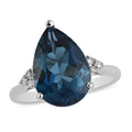 LUXORO 10K White Gold AAA London Blue Topaz and Diamond G-H I2 Ring 2.85 Grams 7.25 ctw - Sticky add to cart bar