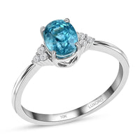 LUXORO 10K White Gold AAA Blue Zircon and G-H I2 Diamond Solitaire Ring 2.55 ctw