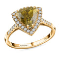 ONE OF A KIND ILIANA 18K Yellow Gold AAA Sava Sphene and G-H SI Diamond Halo Ring 4.30 Grams 3.25 ctw - Sticky add to cart bar