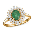 Iliana 18K Yellow Gold AAA Kagem Zambian Emerald and G-H SI Diamond Sunburst Ring 4.50 Grams 1.75 ctw - Sticky add to cart bar