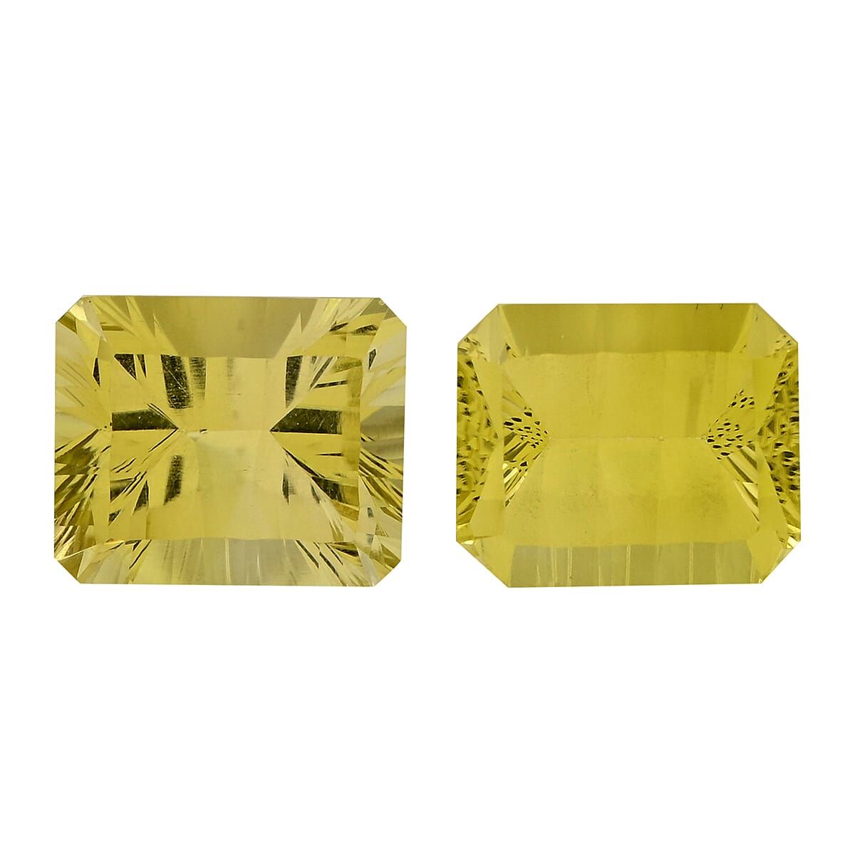 Set of 2 AAA Green Gold Quartz (Oct 12x10 mm) 11.00 ctw