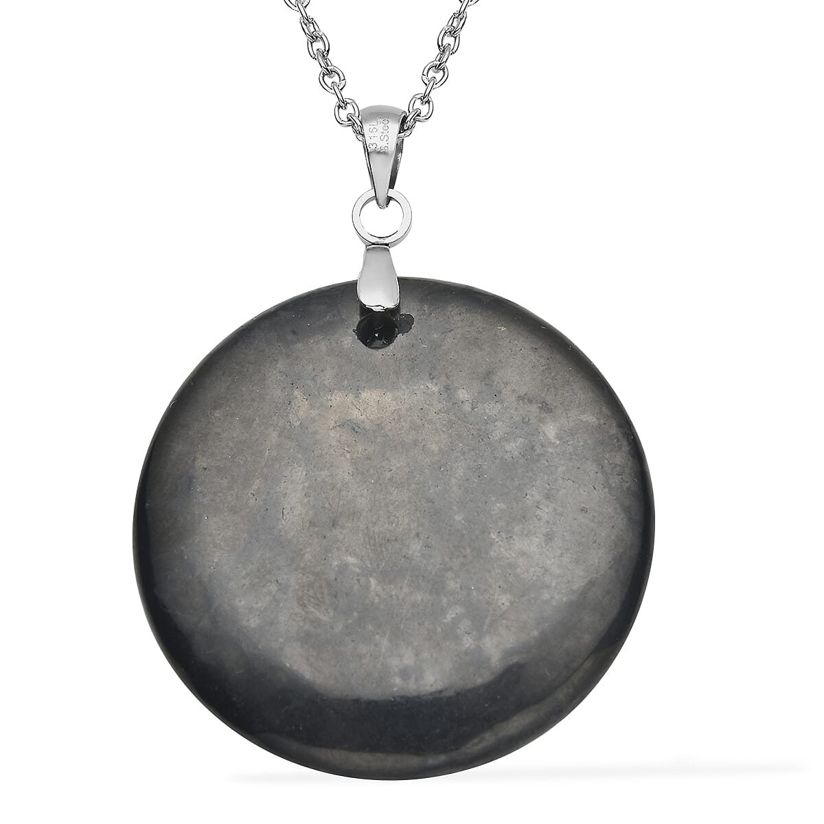 Shungite Pendant Necklace 20 Inches in Stainless Steel 30.00 ctw