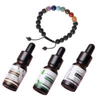 The Seven Chakras Multi Gemstone, Lava Stone Beaded Stretch Bracelet with 3 Essentials Oils- Lavender, Peppermint, and Sandalwood 76.50 ctw