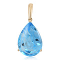 Certified Luxoro 10K Yellow Gold Fancy Hand Carved AAA Electric Blue Topaz Solitaire Pendant 9.10 ctw - Sticky add to cart bar