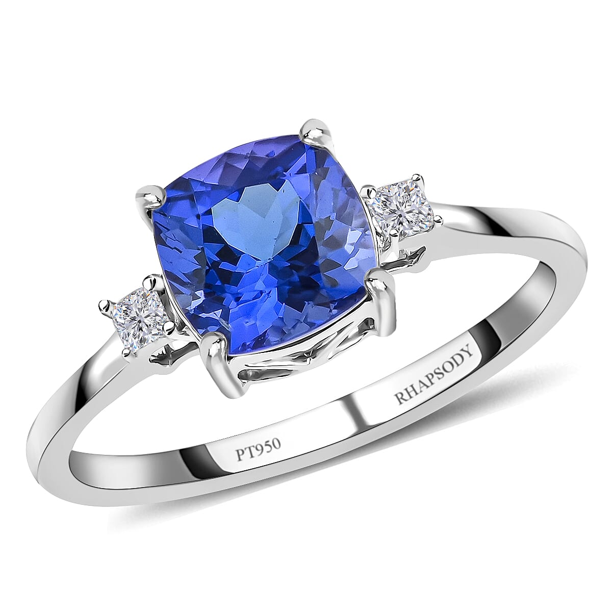 DOORBUSTER RHAPSODY 950 Platinum AAAA Tanzanite and Diamond E-F VS Solitaire Ring 4.20 Grams 2.15 ctw
