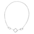 Simulated Diamond Paper Clip Chain Necklace 18 Inches in Rhodium Over Sterling Silver 9.10 Grams 0.80 ctw - Sticky add to cart bar