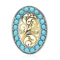 AMERICAN Natural Sleeping Beauty Turquoise Ring in Vermeil Yellow Gold and Rhodium Over Sterling Silver 8.65 Grams 1.90 ctw - Sticky add to cart bar