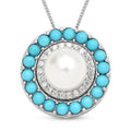 White Edison Pearl and Multi Gemstone Multi Way Wearable Pendant Necklace 18 Inches in Rhodium Over Sterling Silver 2.40 ctw - Sticky add to cart bar